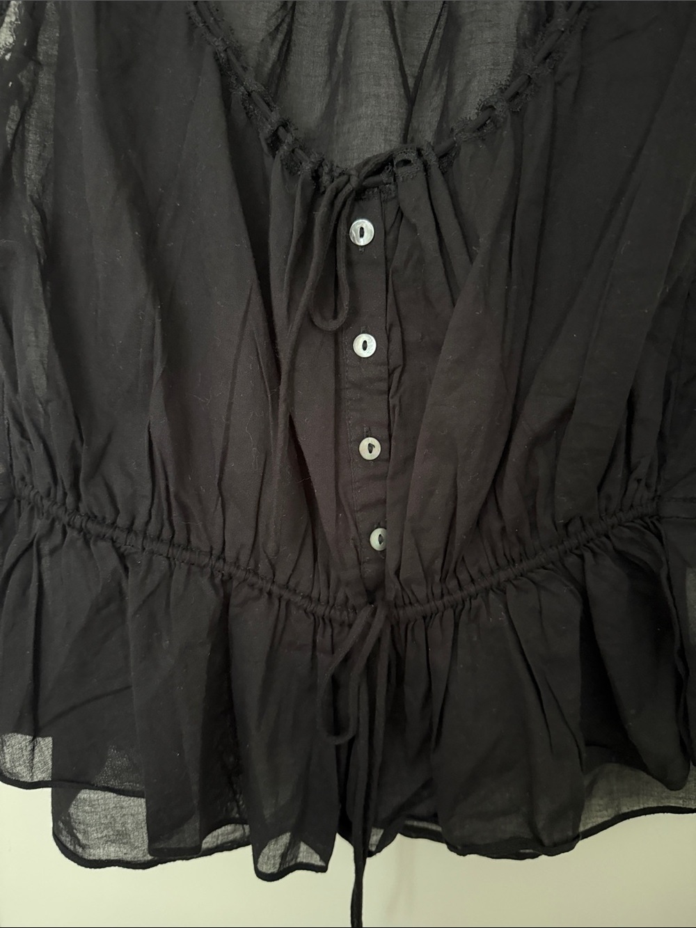 Rumored Tie-Front Sheer Sleeveless Top - Black - Picture 6 of 6